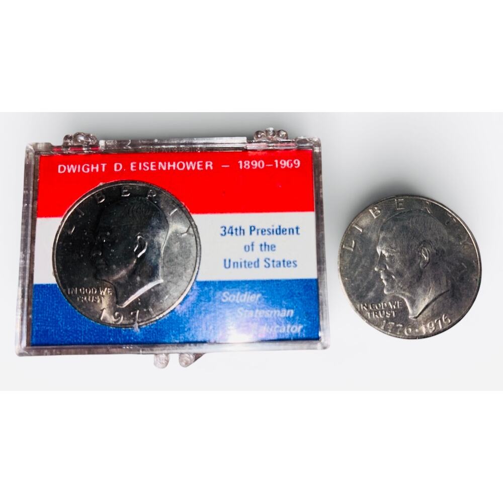 1971P & 1976P Centennial Toned Ike Dollars in Holder